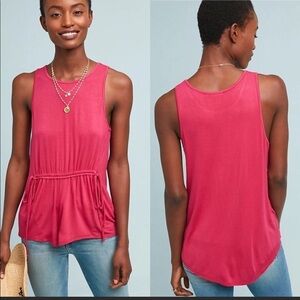 Nwt Anthropologie Andrea Waisted Top Pink Bordeaux